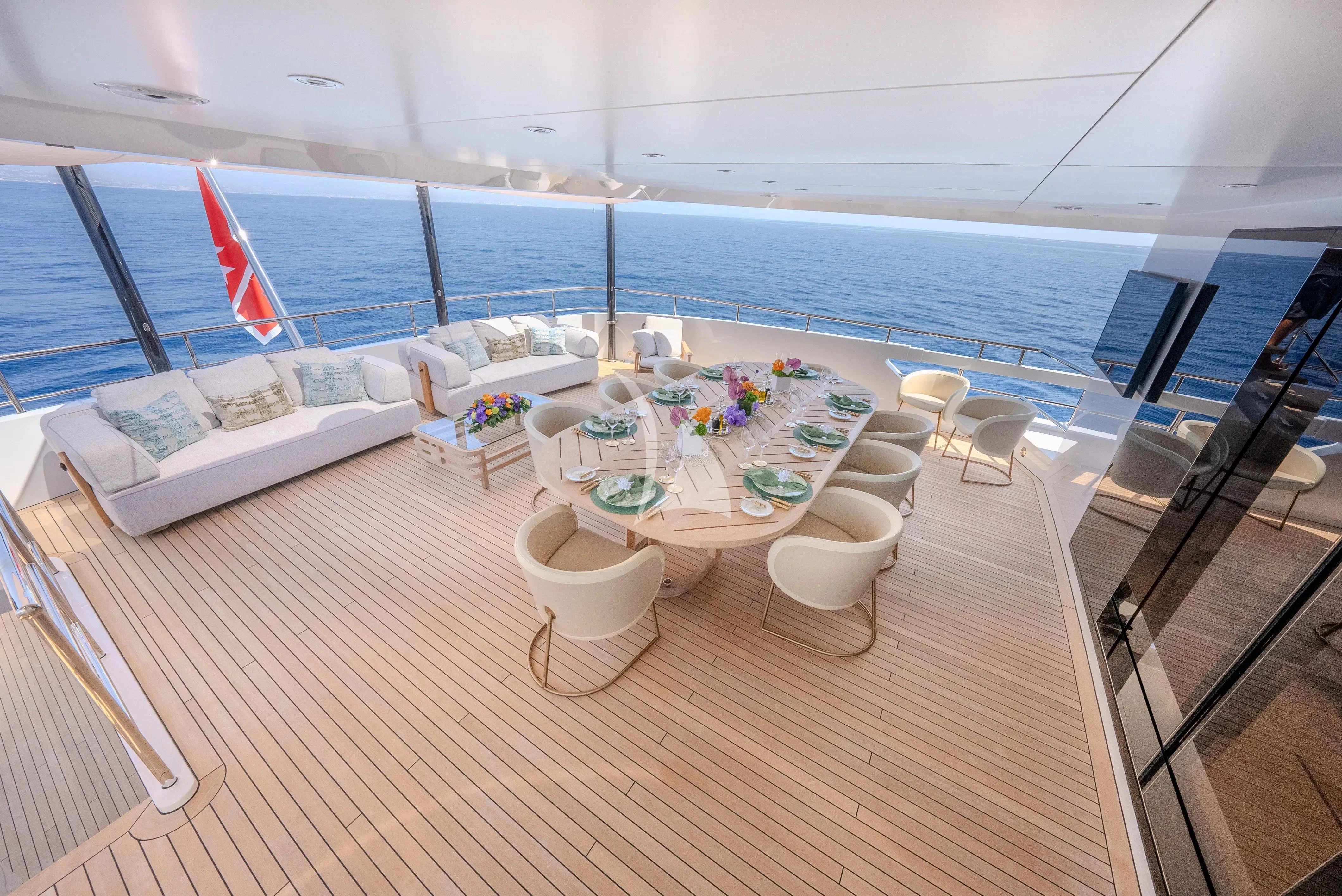 a room with a large window overlooking the ocean aboard RELIANCE Yacht for Sale