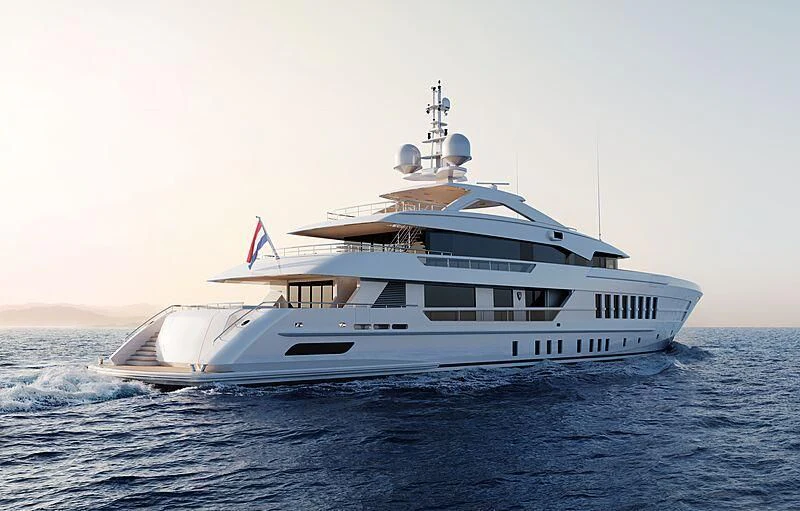 a white yacht in the water aboard RELIANCE Yacht for Sale