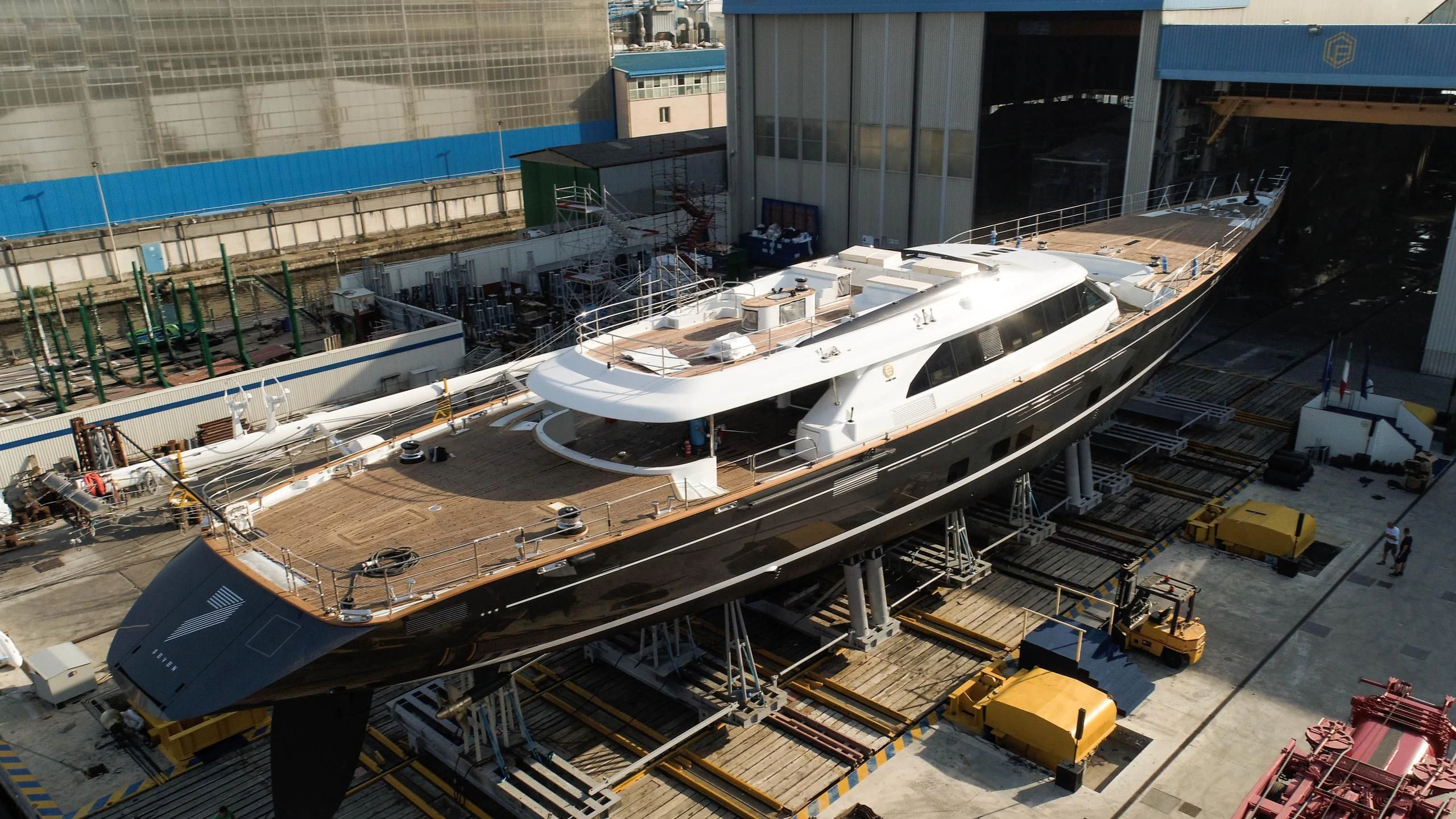 a model of a ship aboard SEVEN Yacht for Sale