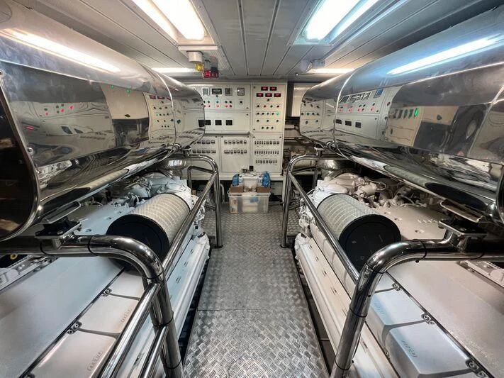 a large room with machines aboard VIVERE Yacht for Sale