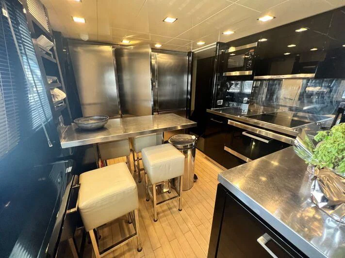 a kitchen with a countertop aboard VIVERE Yacht for Sale
