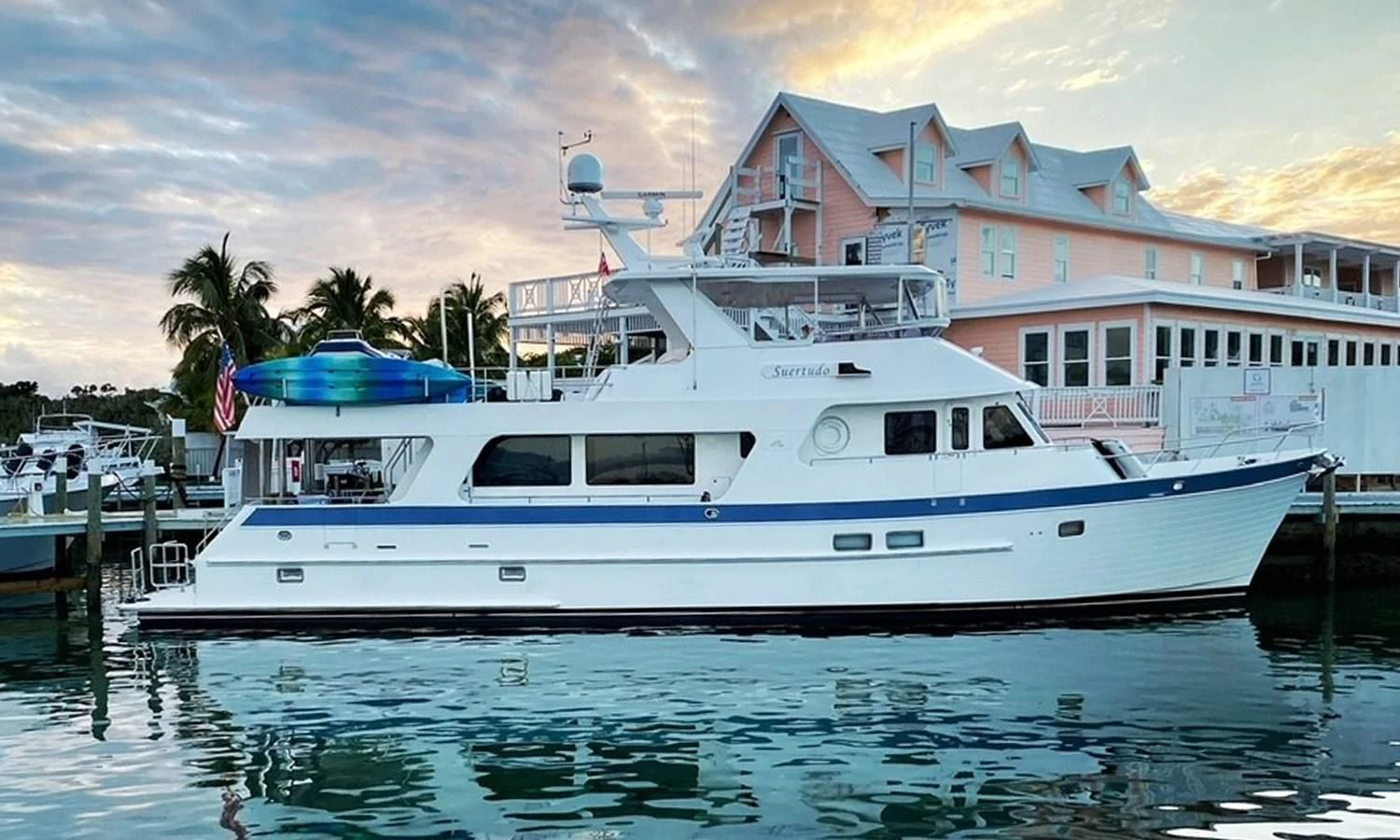 a boat in the water aboard SUERTUDO Yacht for Sale
