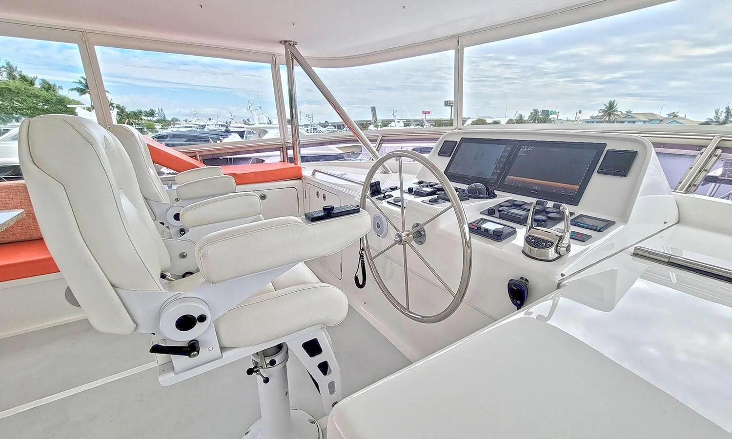 inside of a car aboard SUERTUDO Yacht for Sale