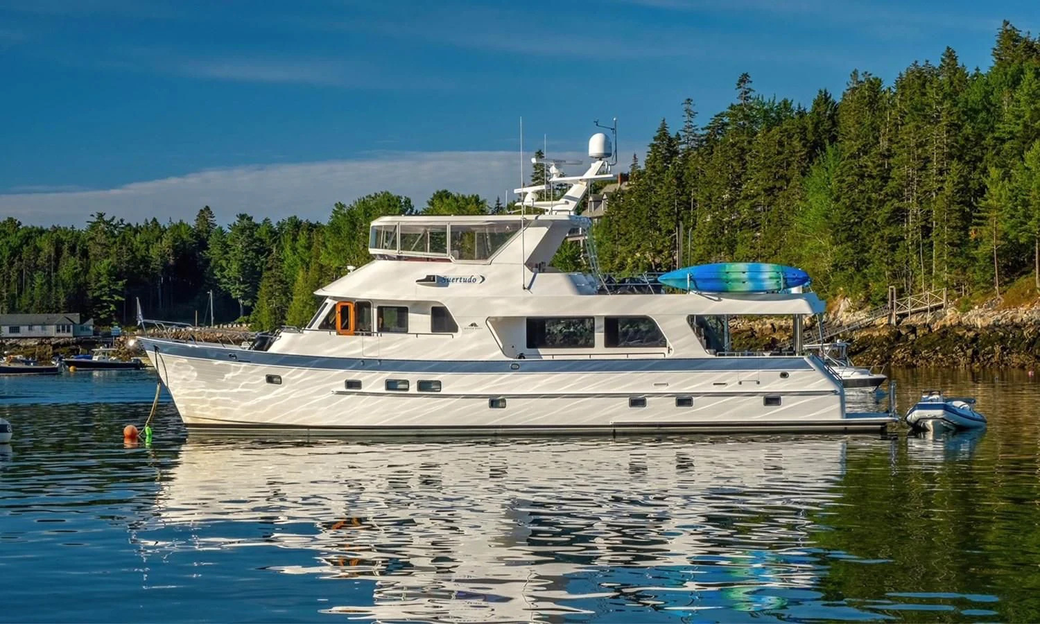 a boat on the water aboard SUERTUDO Yacht for Sale