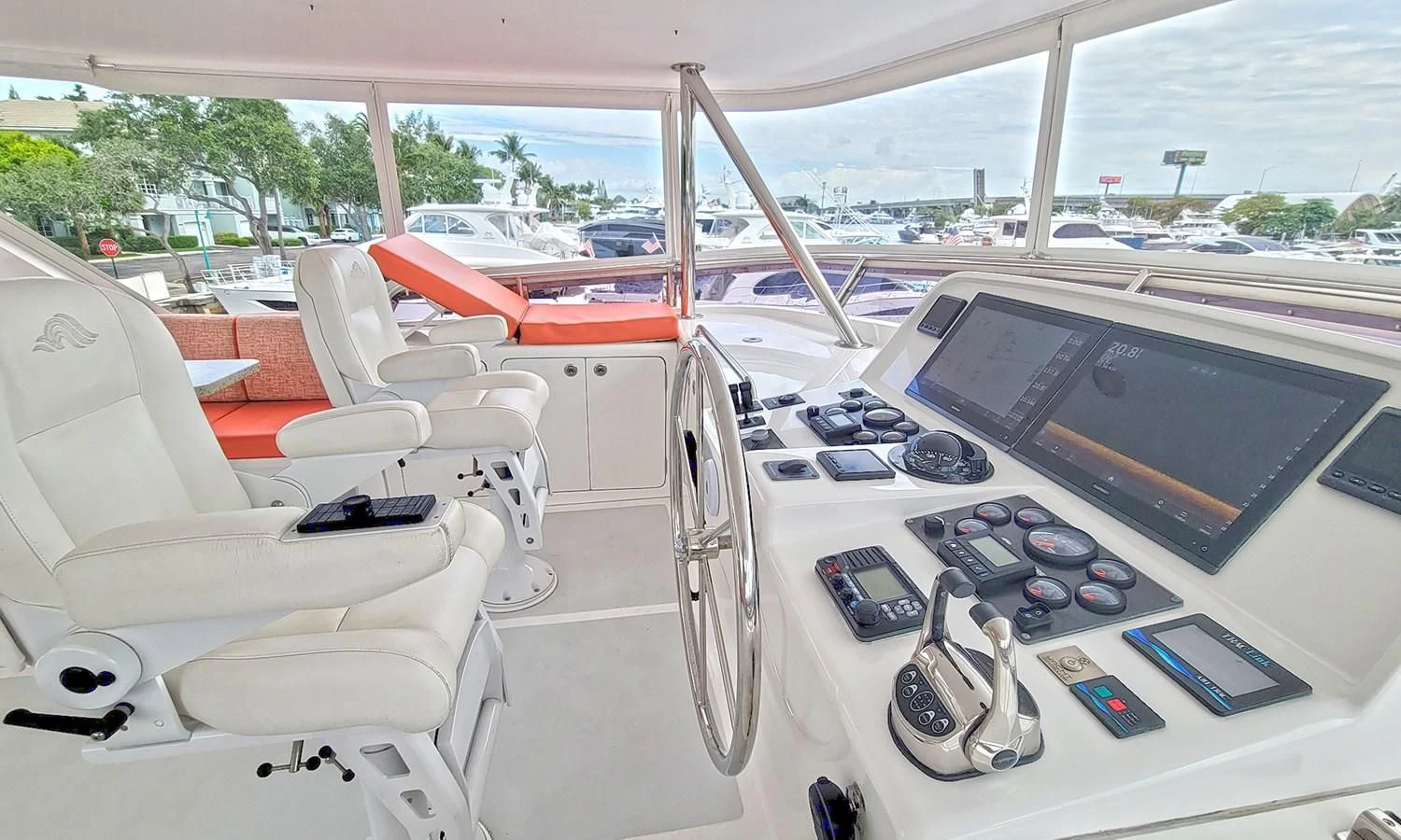 inside of a car aboard SUERTUDO Yacht for Sale