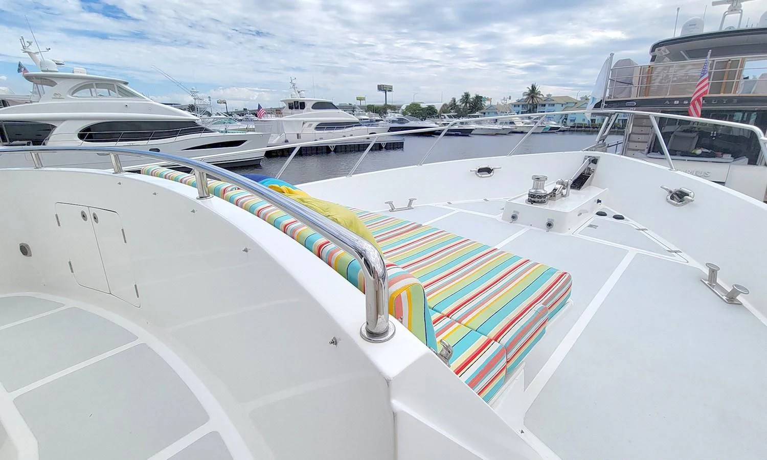 a group of boats docked aboard SUERTUDO Yacht for Sale