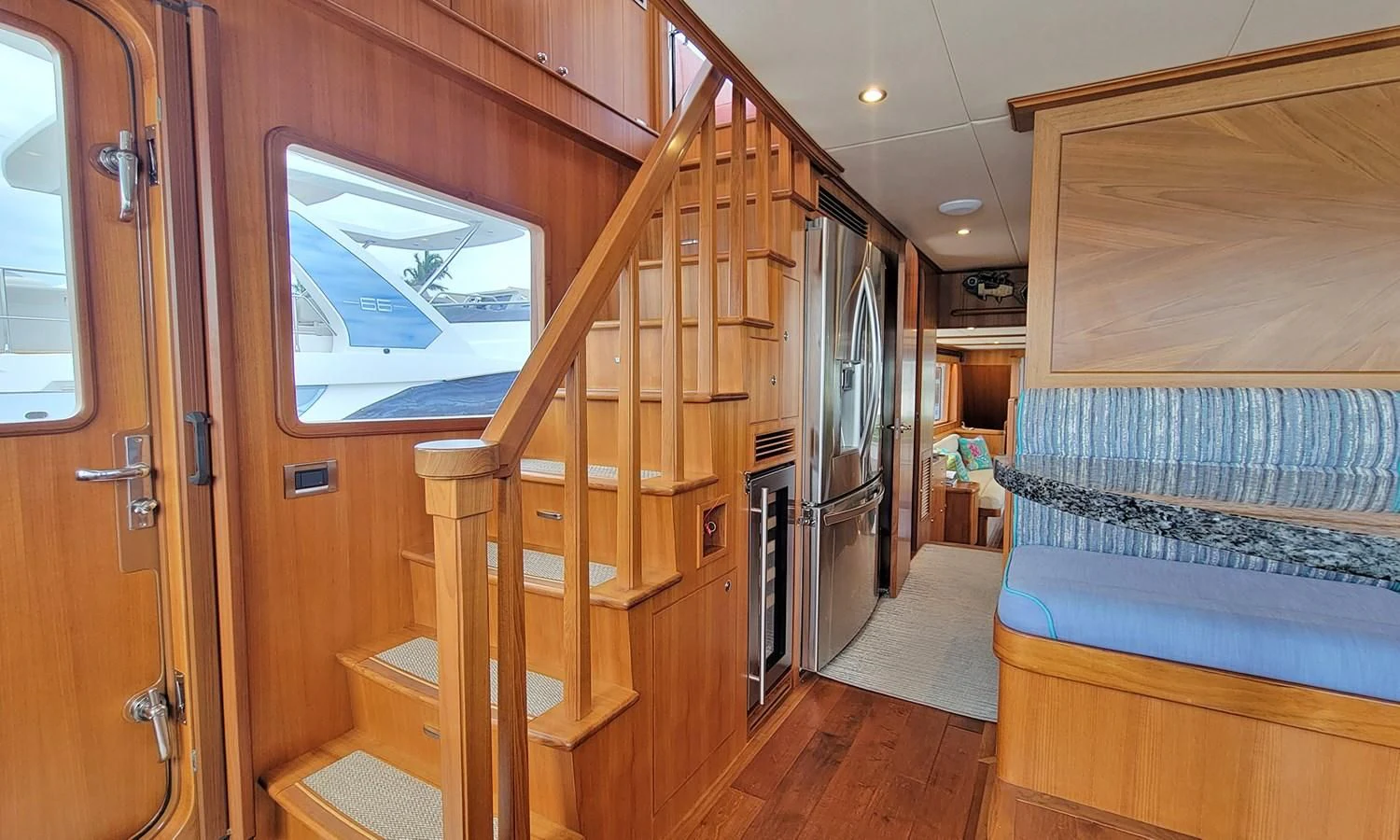 a bedroom with a bunk bed aboard SUERTUDO Yacht for Sale