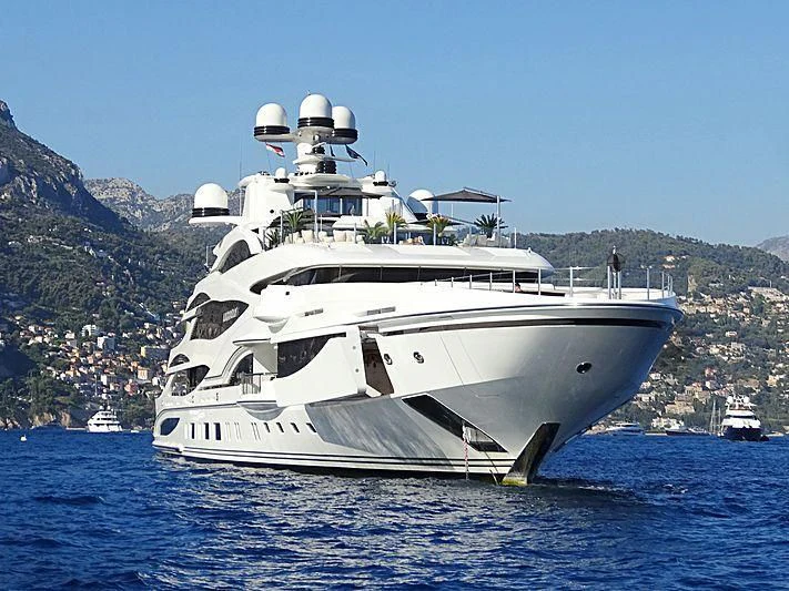 a white yacht in the water aboard LIONHEART Yacht for Sale