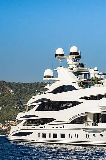 a white yacht in the water aboard LIONHEART Yacht for Sale