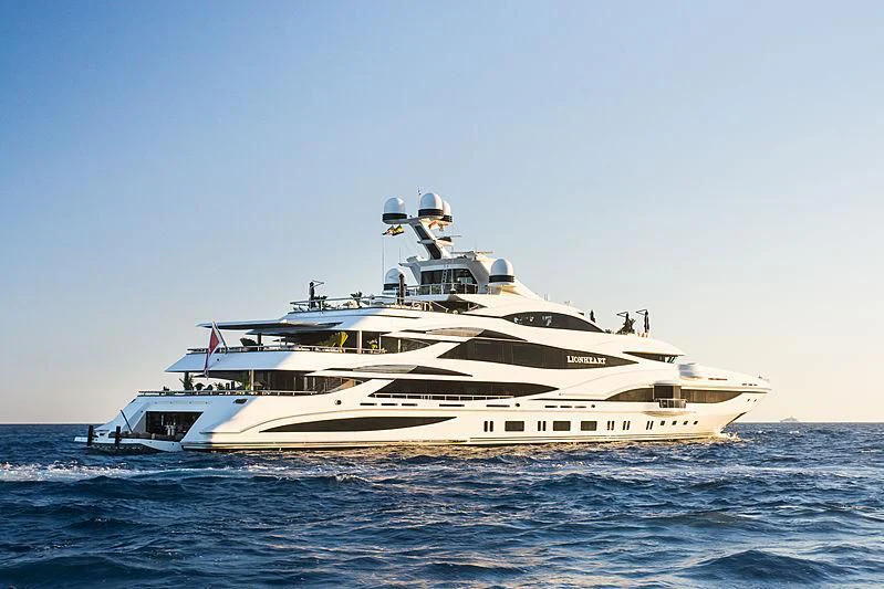 a white yacht in the water aboard LIONHEART Yacht for Sale