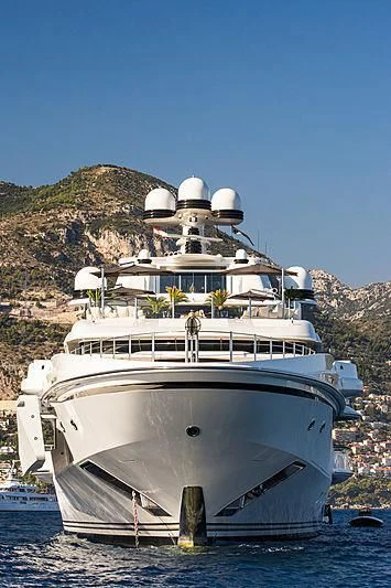 a large white boat aboard LIONHEART Yacht for Sale