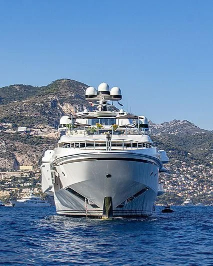 a large cruise ship in the water aboard LIONHEART Yacht for Sale