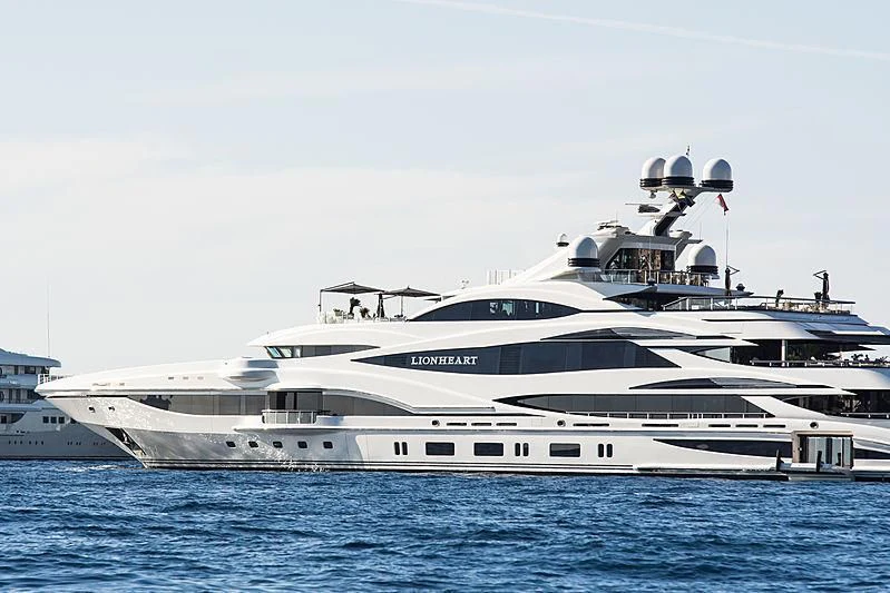 a large white yacht aboard LIONHEART Yacht for Sale