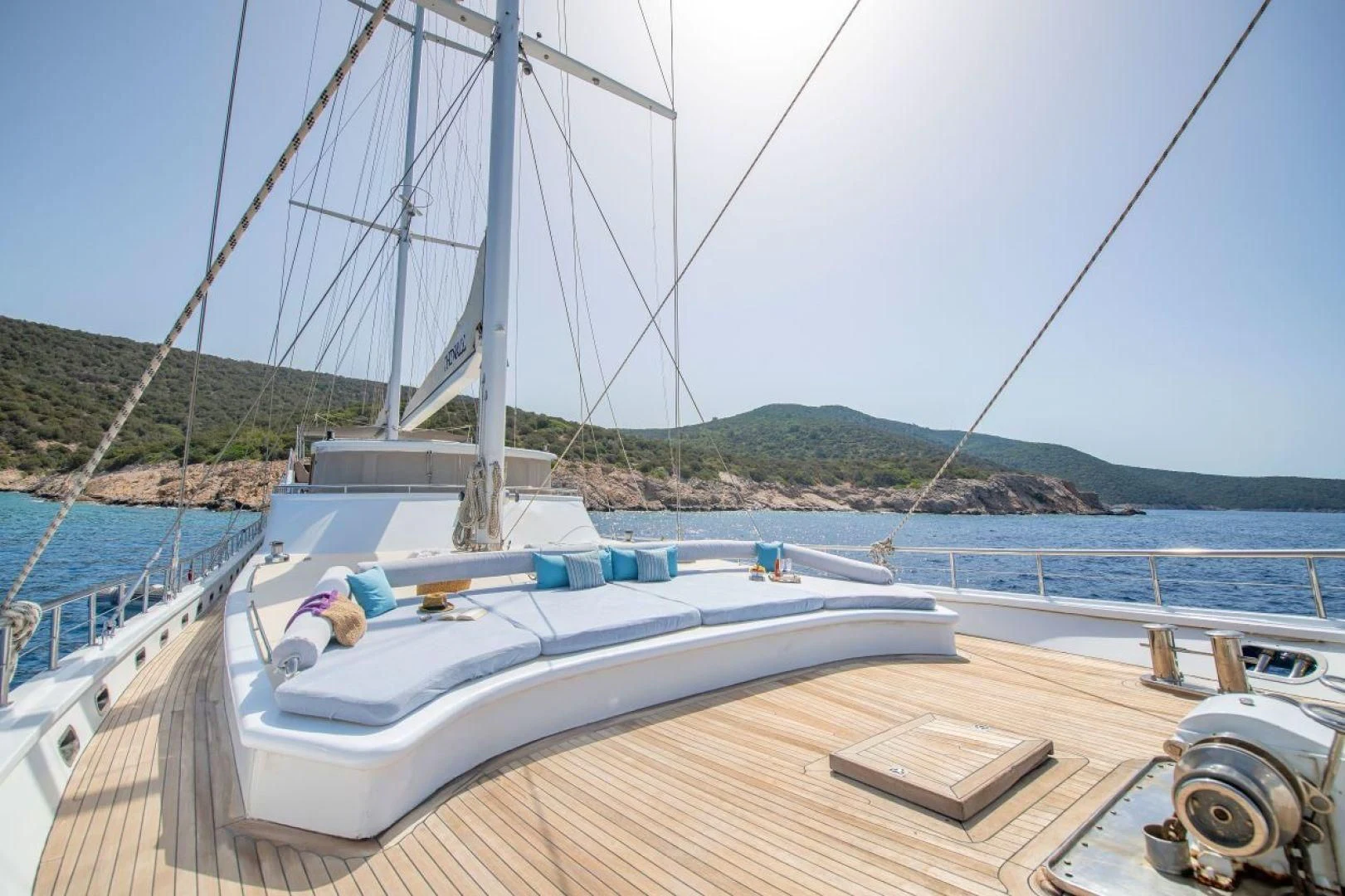a boat on a deck aboard THE WALL Yacht for Sale