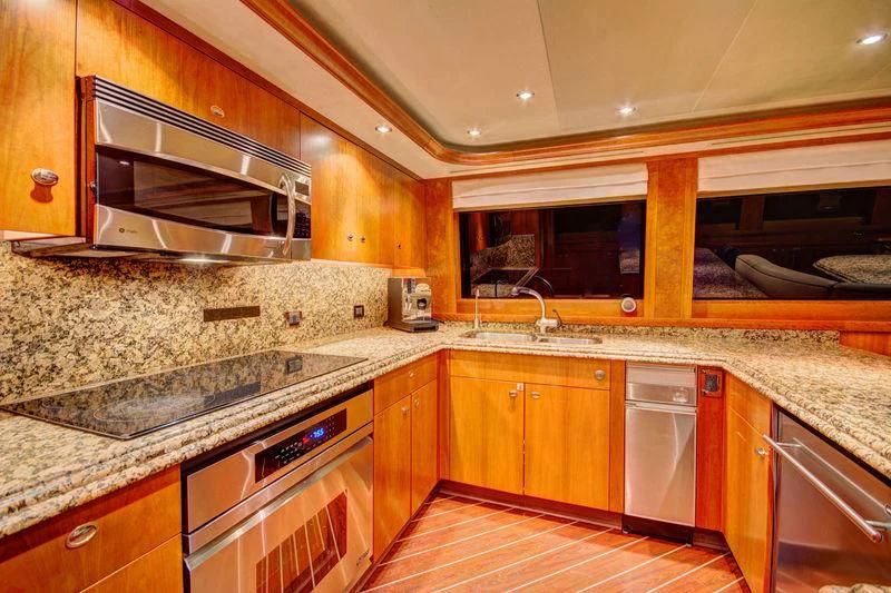 a kitchen with granite counter tops aboard LADY GRAY Yacht for Sale