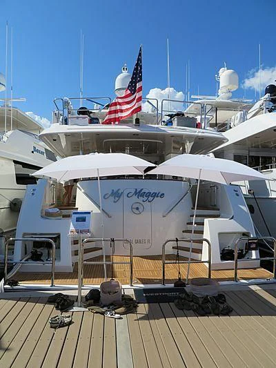 a boat docked at a pier aboard LADY GRAY Yacht for Sale