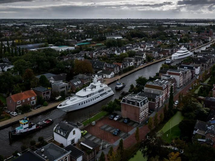 aerial view of a town aboard JC Yacht for Sale