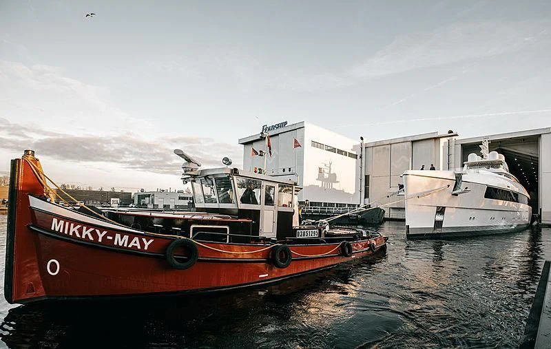 a group of boats in a harbor aboard JC Yacht for Sale
