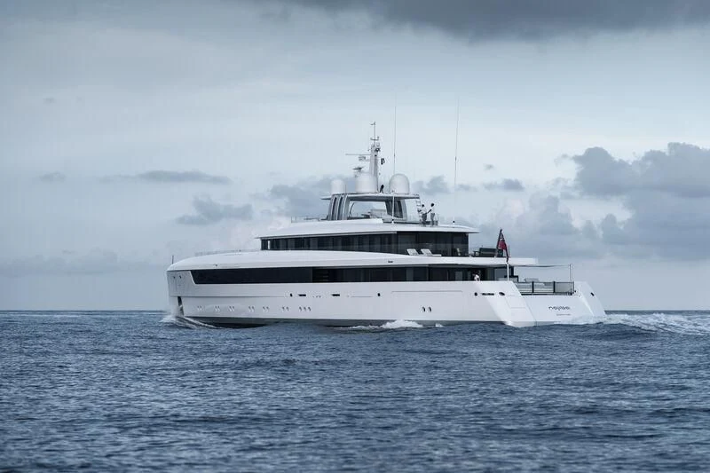 a large white boat in the water aboard JC Yacht for Sale