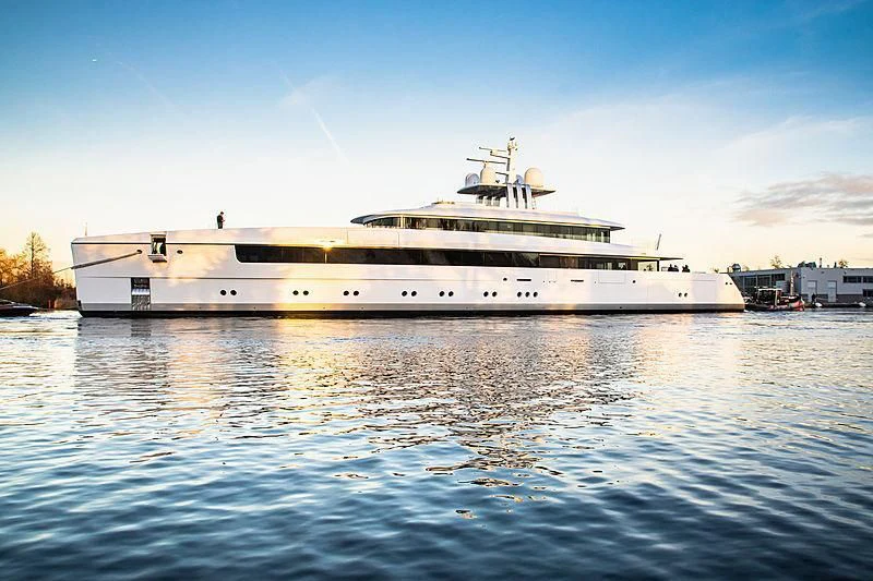 a large white ship in the water aboard JC Yacht for Sale