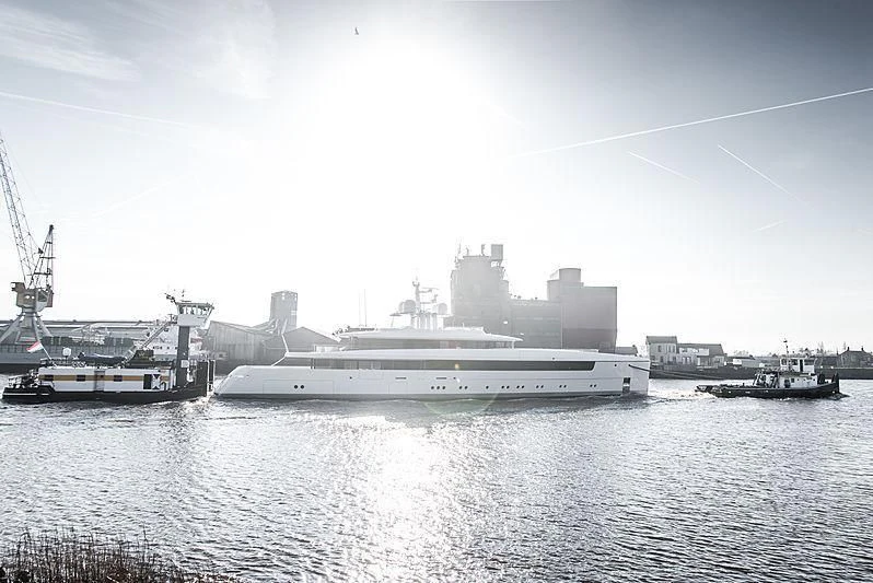 a large ship in the water aboard JC Yacht for Sale