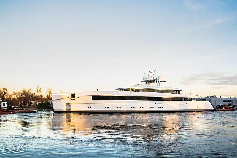 a large white ship in the water aboard JC Yacht for Sale