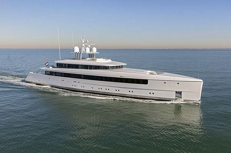 a large ship in the water aboard JC Yacht for Sale