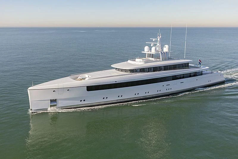 a large white ship in the ocean aboard JC Yacht for Sale