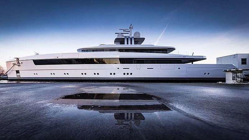 a large cruise ship docked aboard JC Yacht for Sale