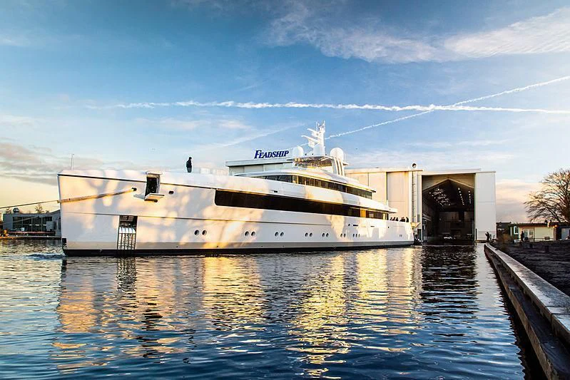 a large white ship in a body of water aboard JC Yacht for Sale