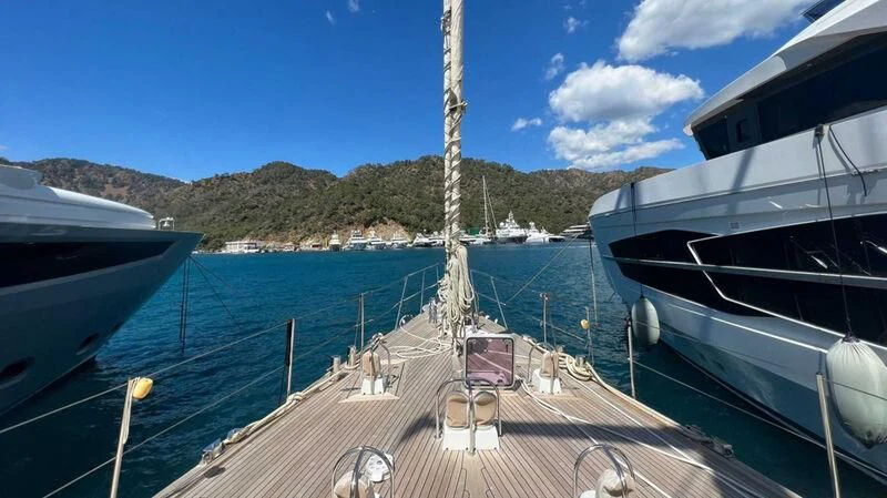 a boat on the water aboard BLUE FASCINATION Yacht for Sale