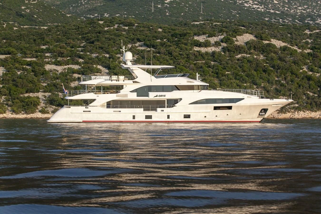 a boat on the water aboard ORYX Yacht for Sale