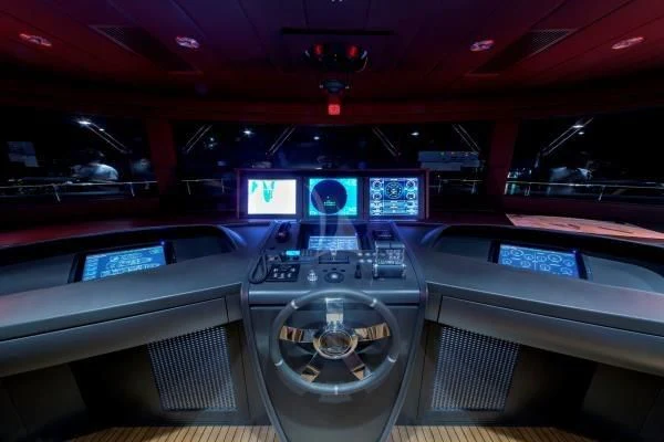 inside of a car aboard ORYX Yacht for Sale