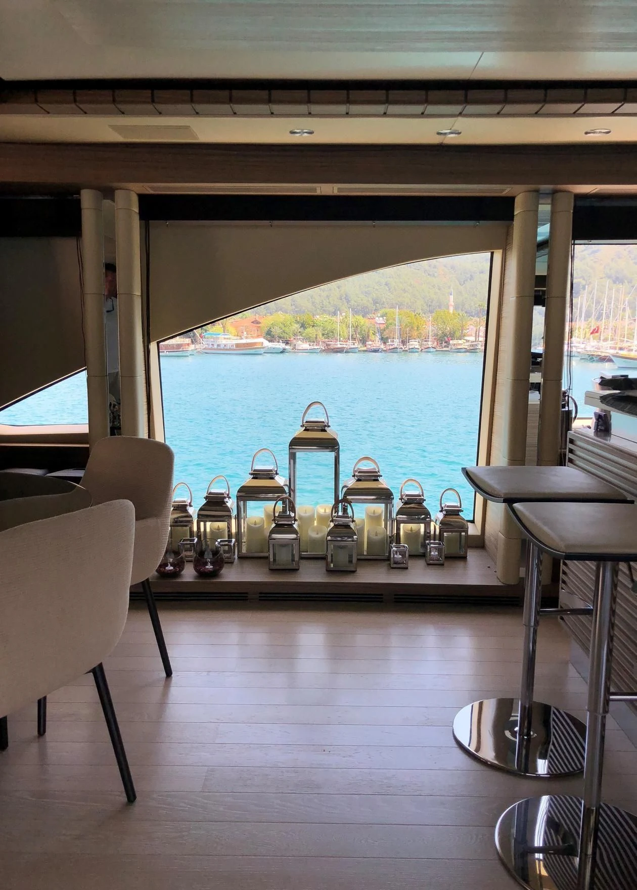 a boat on a deck aboard ORYX Yacht for Sale