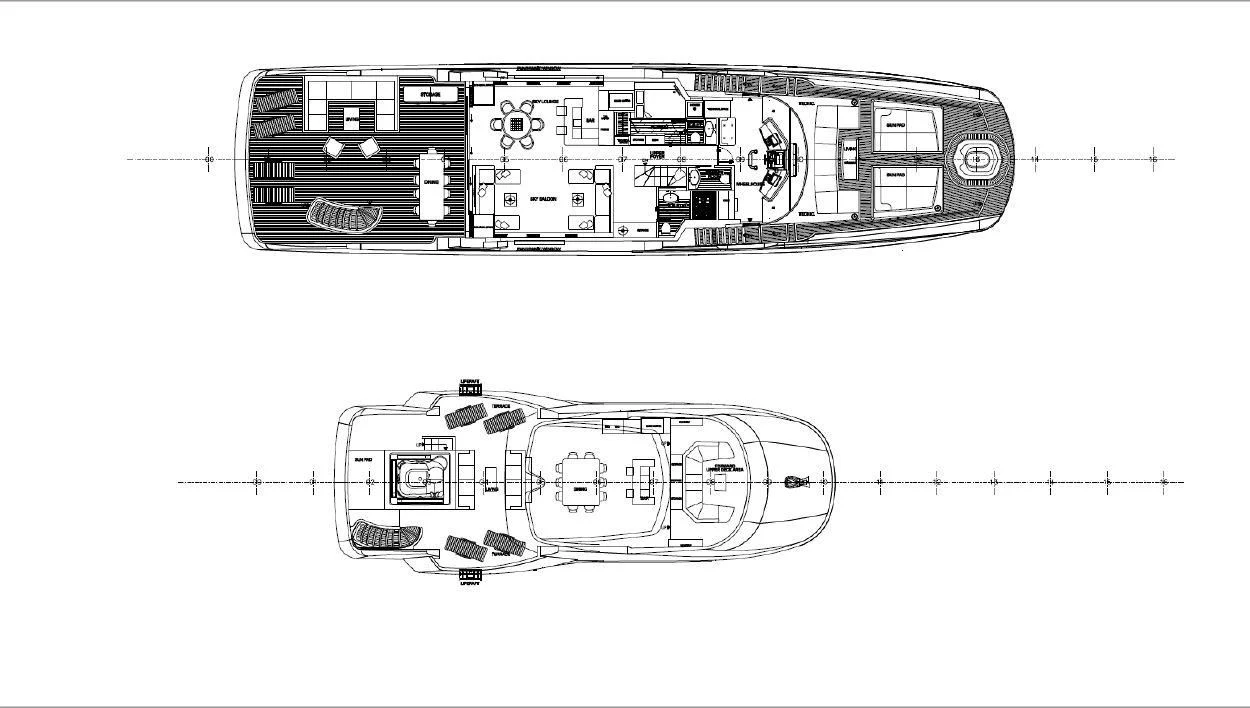 diagram, engineering drawing aboard ORYX Yacht for Sale