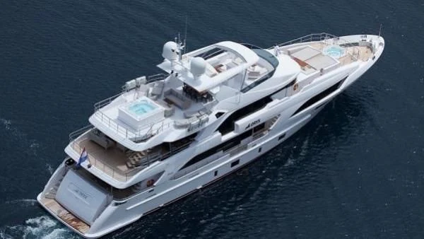 a high angle view of a boat aboard ORYX Yacht for Sale