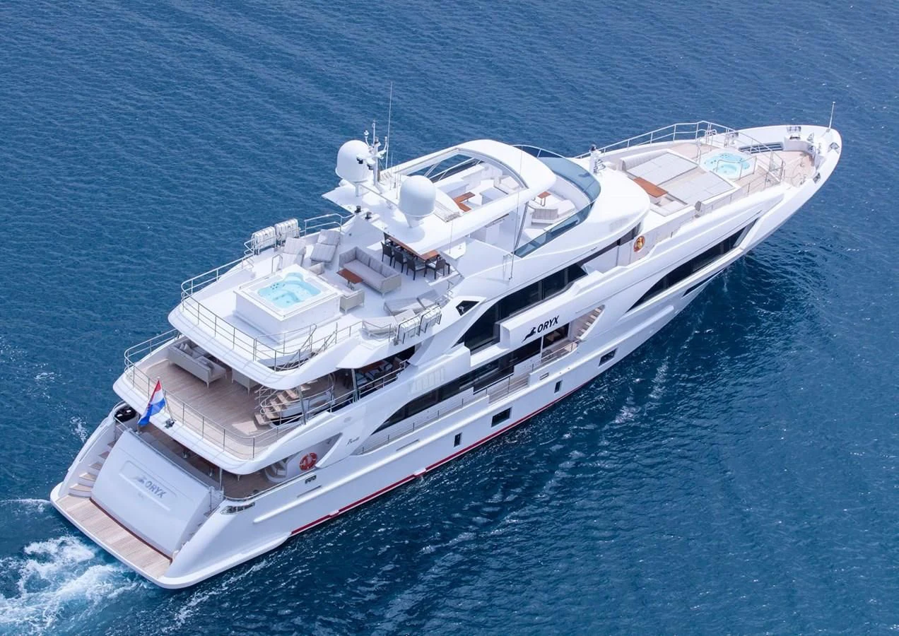 a high angle view of a ship aboard ORYX Yacht for Sale