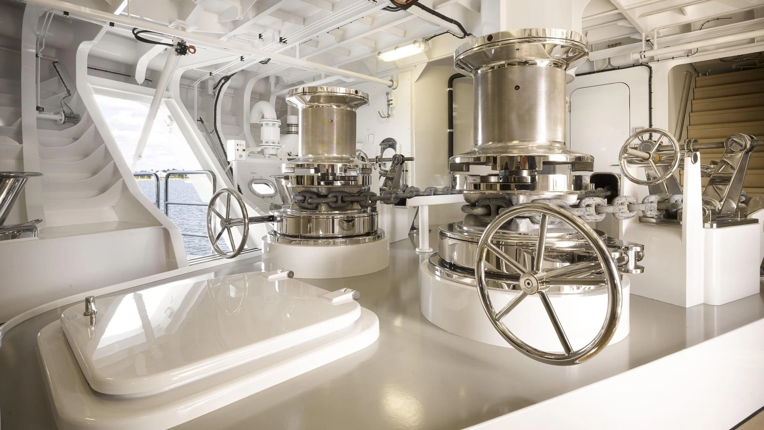 a large industrial machine aboard AQUARIUS Yacht for Sale