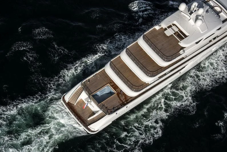 a satellite in space aboard AQUARIUS Yacht for Sale