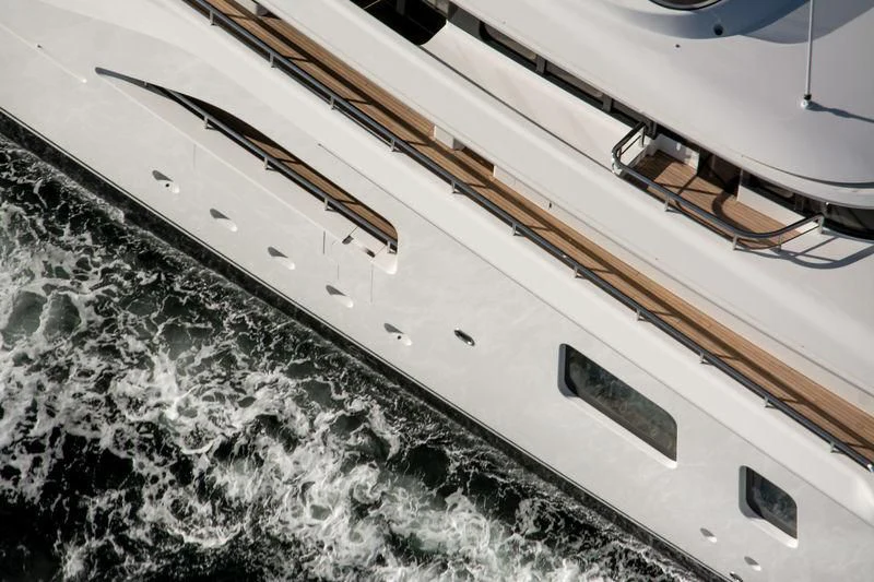 a plane wing with snow aboard AQUARIUS Yacht for Sale