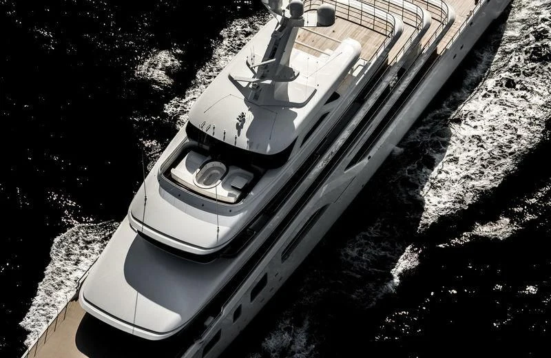 a space shuttle on a launch pad aboard AQUARIUS Yacht for Sale
