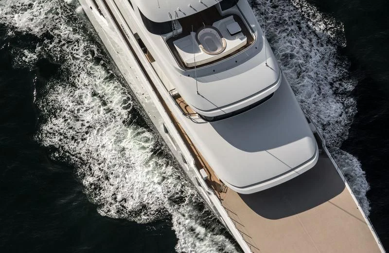 a rocket on the ground aboard AQUARIUS Yacht for Sale