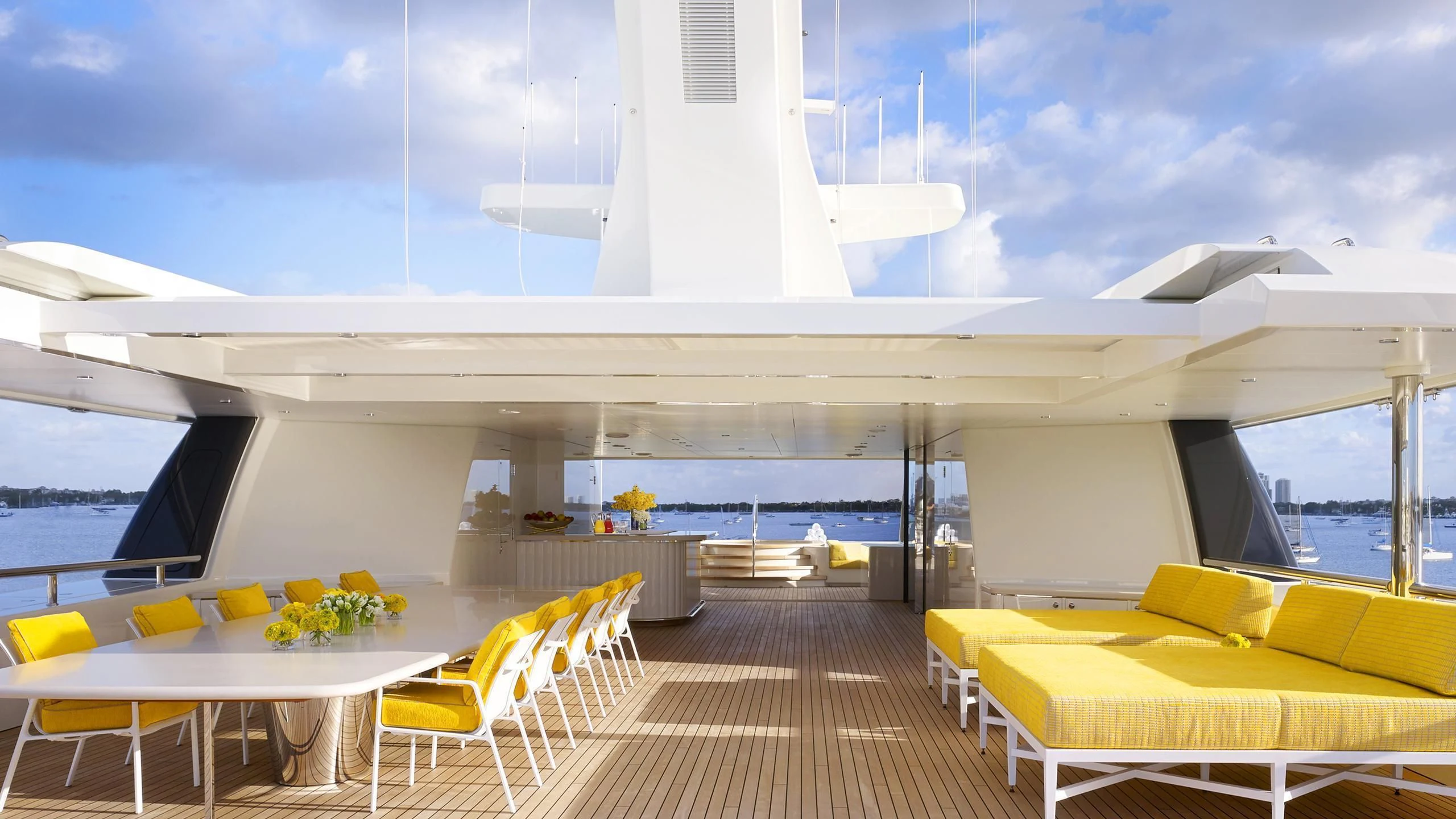 a room with a large white building aboard AQUARIUS Yacht for Sale