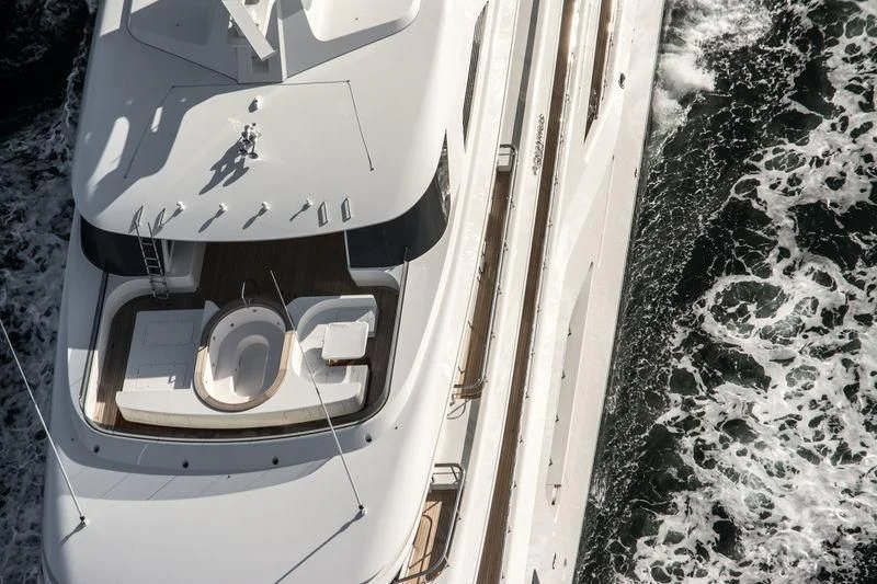 a car parked in the snow aboard AQUARIUS Yacht for Sale