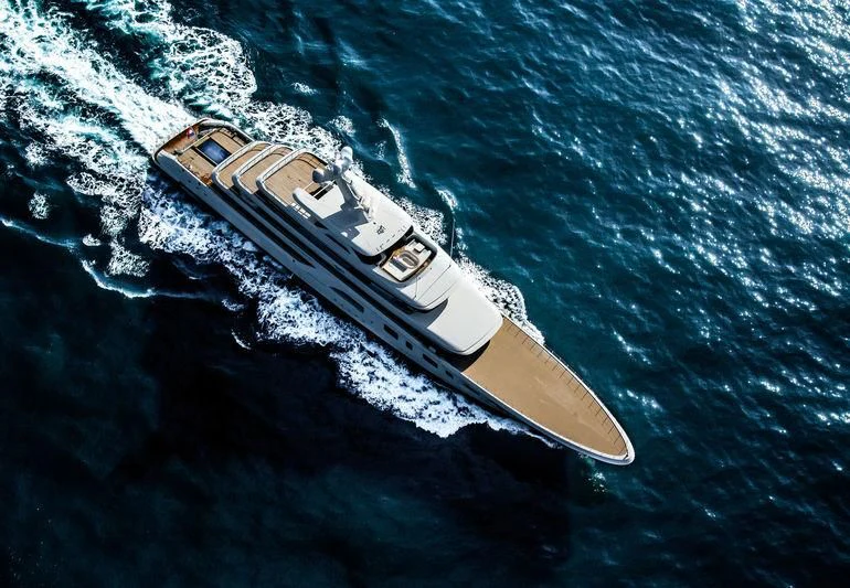 a space ship in the water aboard AQUARIUS Yacht for Sale