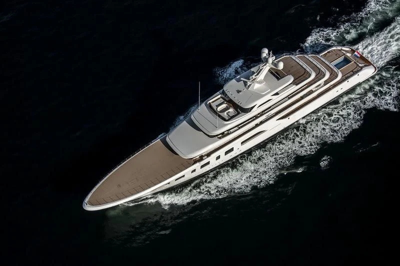 a space ship in space aboard AQUARIUS Yacht for Sale