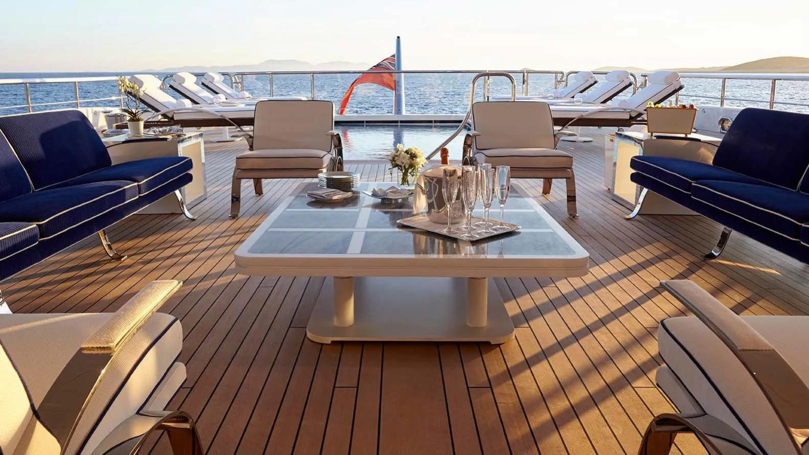 a boat on the water aboard AQUARIUS Yacht for Sale