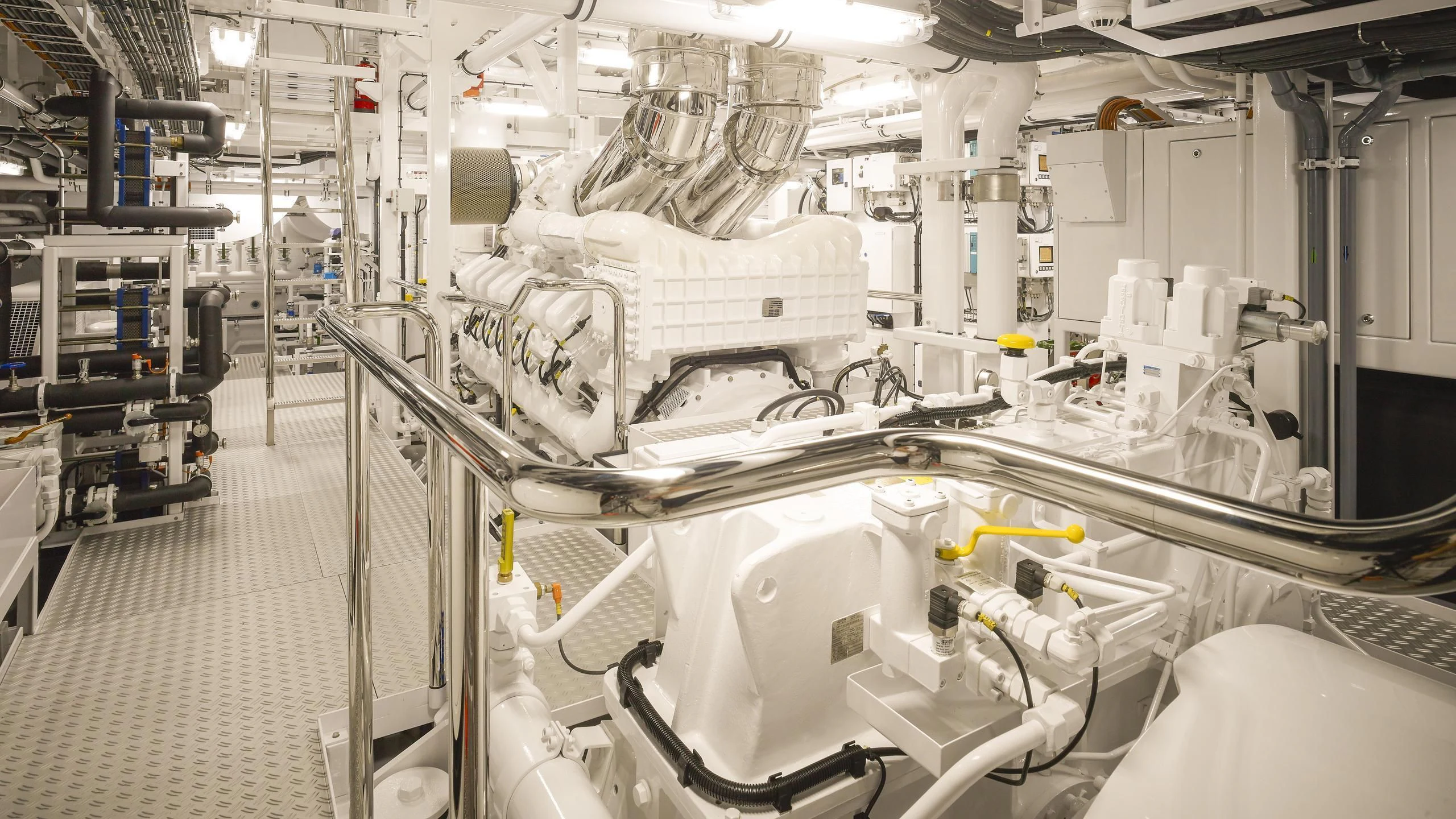 a room with machinery aboard AQUARIUS Yacht for Sale