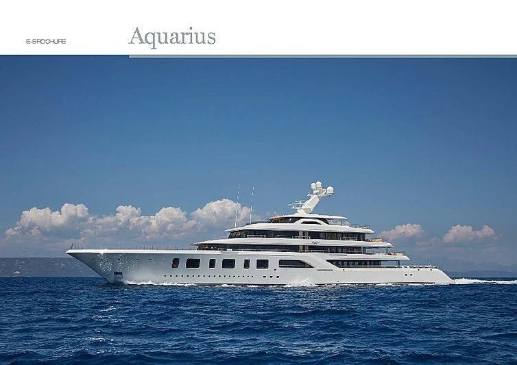a white yacht in the water aboard AQUARIUS Yacht for Sale