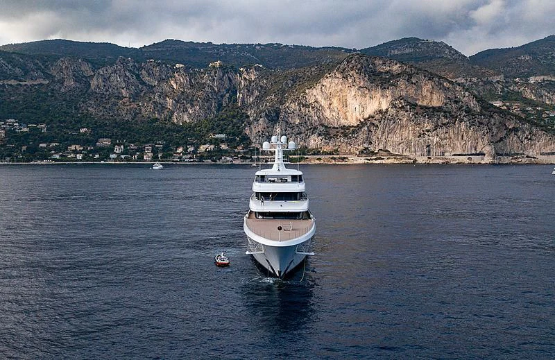 a boat on the water aboard AQUARIUS Yacht for Sale